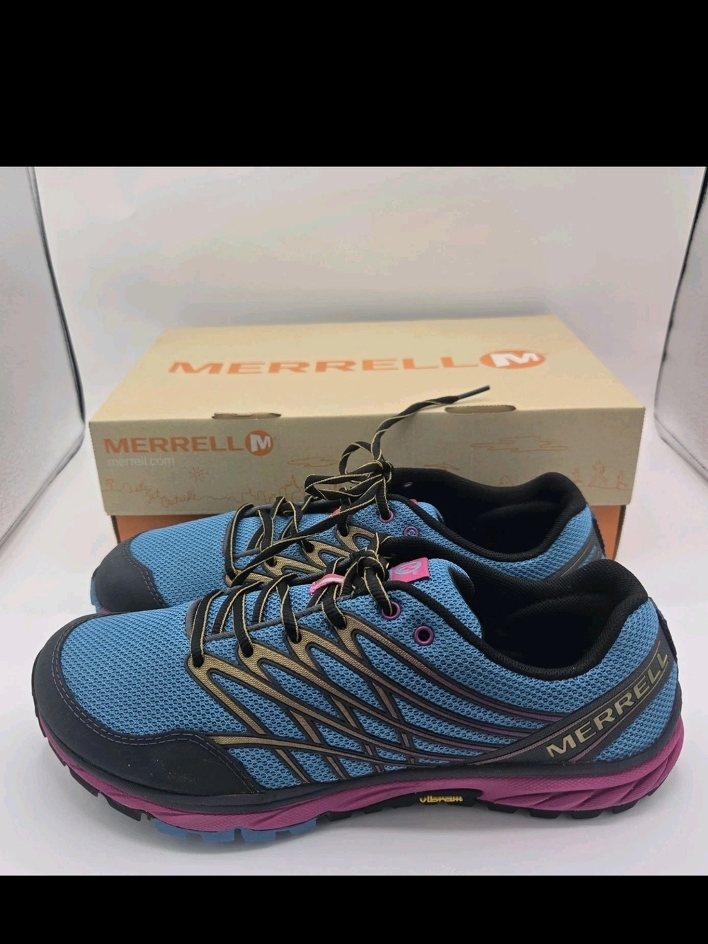 Merrell Bare Access Trail Blue Moon Gold Womens Shoes Sneakers Size 9 New Box